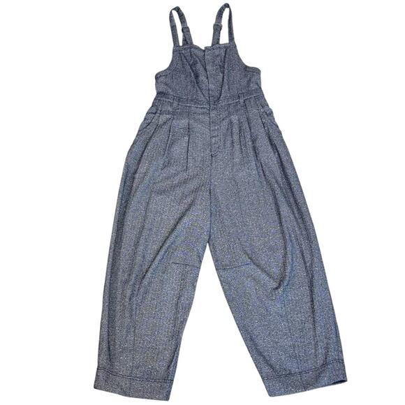 Free People Leonie Menswear Wool Barrel One Piece Jumpsuit Overalls Size Medium - Picture 9 of 12